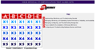 Typical eITGames game board